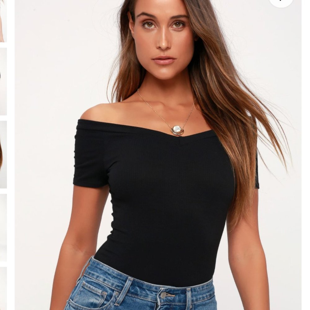 Lulu's Basic Ribbed Off-the-Shoulder Bodysuit